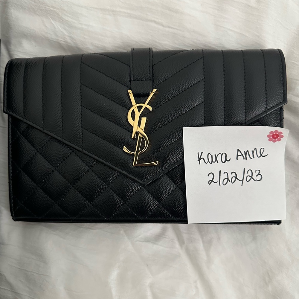 YSL Small Matelasse Envelope Black purse bag
